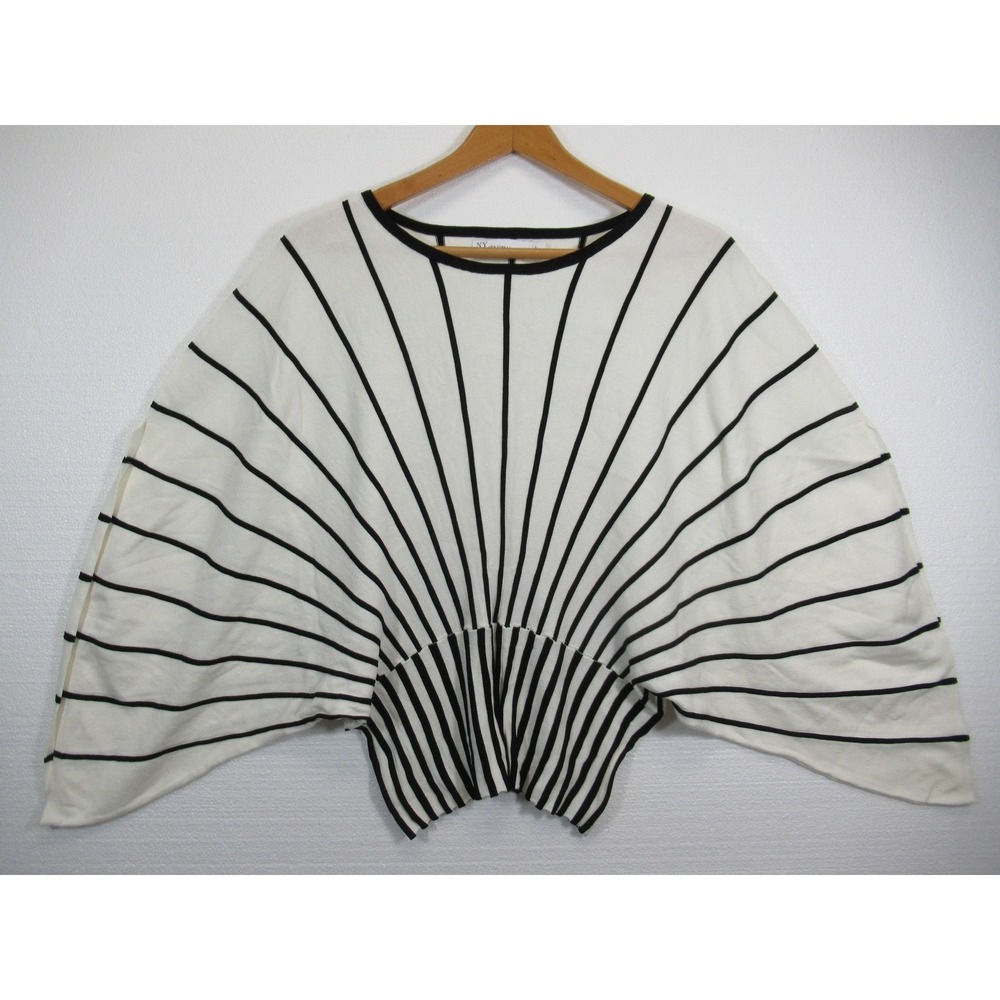 NEW New York & Company Dolman Sweater Women Large Ivory/Black